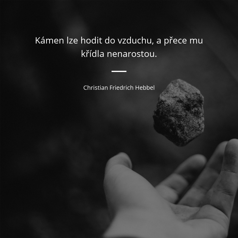 Christian Friedrich Hebbel frase: „Kámen lze hodit do vzduchu, a přece mu křídla nenarostou.“