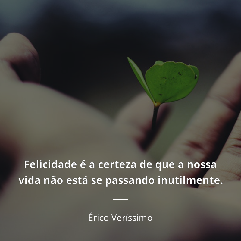 Érico Veríssimo frase: “Felicidade é a certeza de que a nossa vida não está se passando inutilmente.”