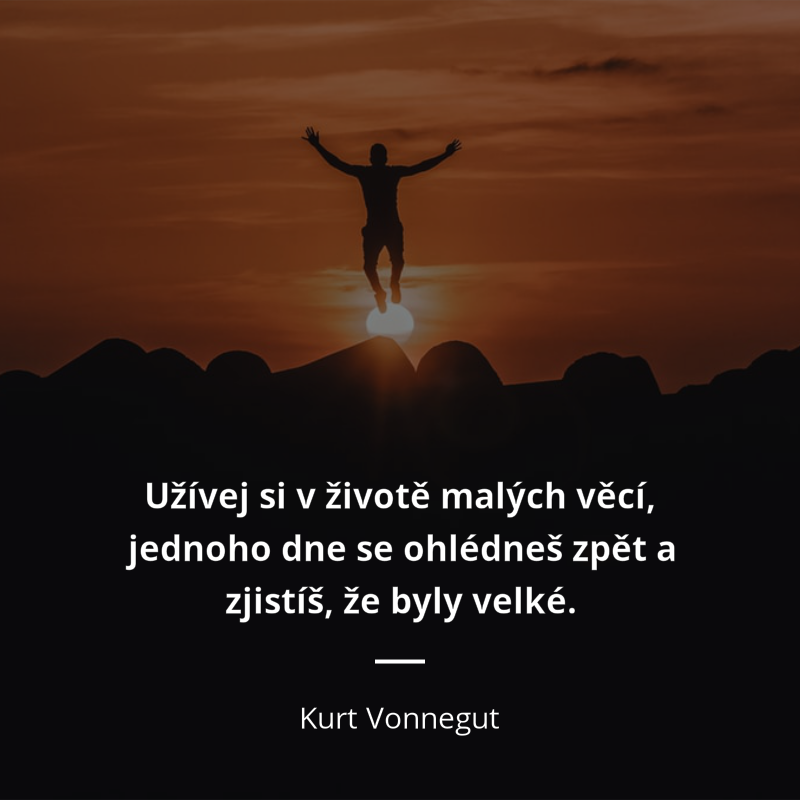 Kurt Vonnegut frase: „Užívej si v životě malých věcí, jednoho dne se ohlédneš zpět a zjistíš, že byly velké.“