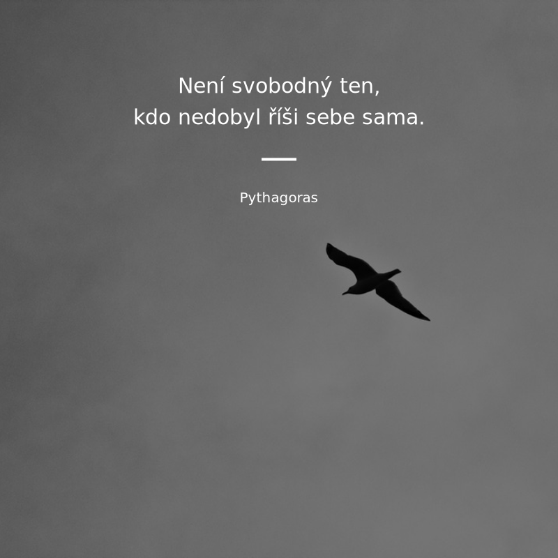 Pythagoras frase: „Není svobodný ten, kdo nedobyl říši sebe sama.“