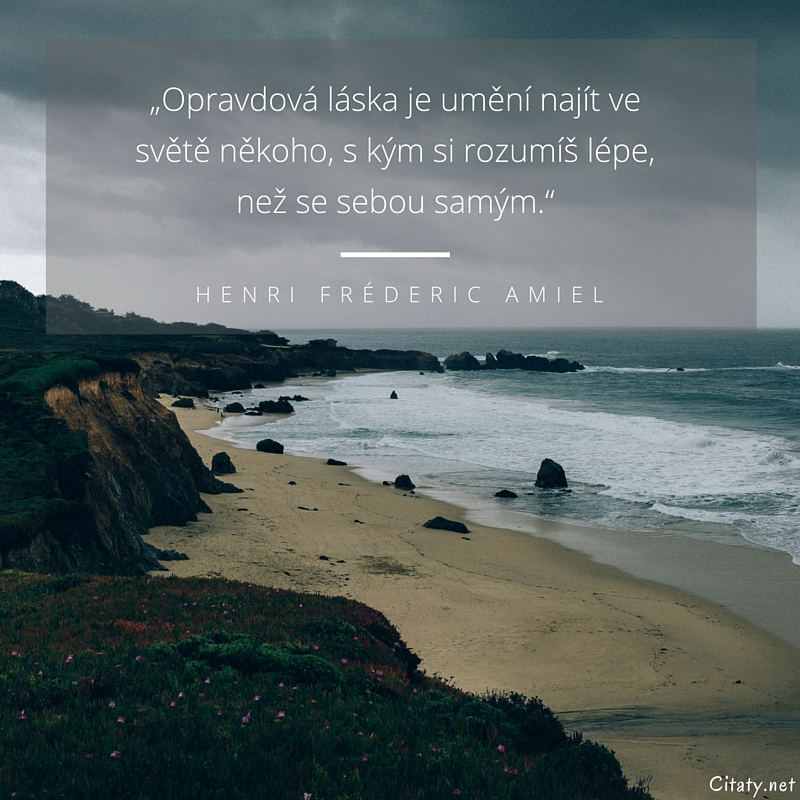 Henri Fréderic Amiel frase: „Opravdová láska je umění najít ve světě někoho, s kým si rozumíš lépe než se sebou samým.“