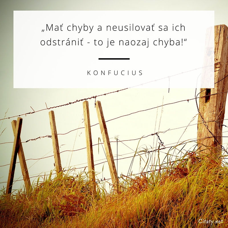 Konfucius frase: „Mať chyby a neusilovať sa ich odstrániť - to je naozaj chyba!“