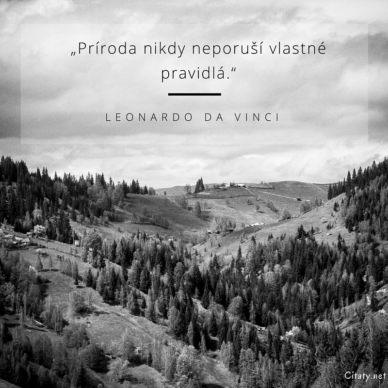 Leonardo Da Vinci frase: „Príroda nikdy neporuší vlastné pravidlá.“